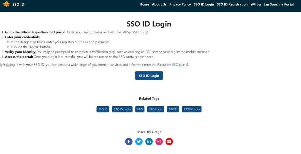 sso id login rajasthan 